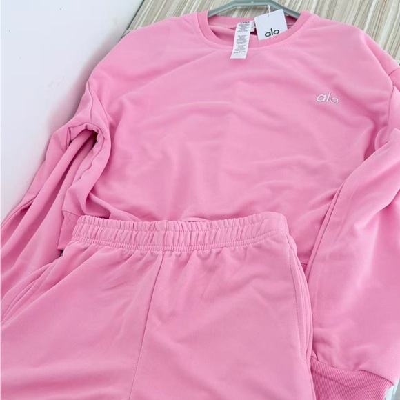 ALO Yoga Tops - alo yoga yoga Pastel Pink Relaxed Fit Loungewear Set